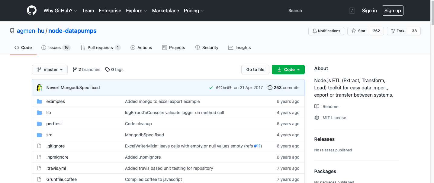 Node.js Open Source Datapumps Github Page